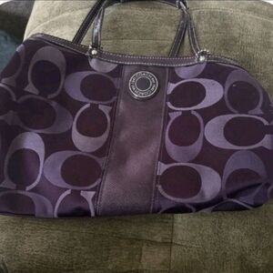 Coach Signature C Pattern Purple Shoulder Tote